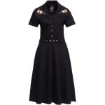 Schwarze Bestickte Rockabilly Mini Minikleider & kurze Kleider mit Reißverschluss aus Denim für Damen Größe XXL 