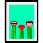 Bunte Moderne Queence Kunstdrucke mit Kaktus-Motiv mit Rahmen 50x70 