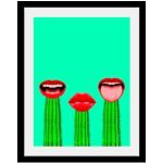 Bunte Moderne Queence Kunstdrucke mit Kaktus-Motiv mit Rahmen 40x50 