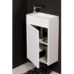Quentis Badmöbel Gäste-WC Set Guest, Breite 40 cm, 1 Türe, Waschbeckenunterschrank montiert (weiß glänzend)