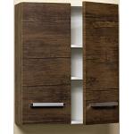 Quentis Badschrank, Breite 60 cm, Zwei Türen, Holzdekor antik, Lieferung montiert. Passend zu den Badmöbeln der Serien ZENO, Genua & Serena