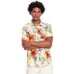 Cremefarbene Blumenmuster Quiksilver Bio Hawaiihemden aus Baumwolle für Herren Größe M für den für den Sommer 