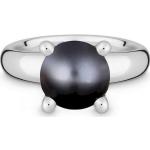 Schwarze Runde Silberringe poliert aus Silber mit Echte Perle 