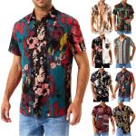 Graue Unifarbene Stehkragen Hawaiihemden aus Leinen für Herren für den für den Frühling 