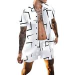 QWUVEDS Anzug 98 Männer Umlegekragen Hemd Hose Sets Kurzarm Hawaii Print Mode Lässig Sommer Hemd Shorts Anzug Anzugkoffer