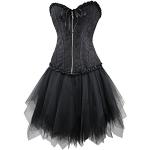 r-dessous Corsagenkleid schwarz Corsage + Mini Rock Petticoat Kleid Korsett Top Gothic Steampunk Übergrößen Groesse: XL