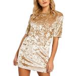 Goldene Pin Up Kurzärmelige Mini Kurze Abendkleider aus Samt für Damen Größe XL 