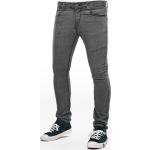 Graue Bestickte REELL Slim Fit Jeans mit Knopf aus Baumwolle für Herren Größe XXL Weite 26, Länge 30 