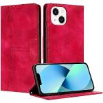 Rote Retro iPhone 15 Hüllen Art: Flip Cases mit Bildern aus Leder klappbar 