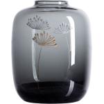 Graue Vasen & Blumenvasen mit Pusteblumen-Motiv mundgeblasen 