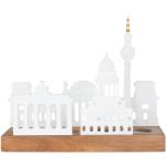 Weiße Räder Wohnzubehör Teelichthalter mit Skyline-Motiv matt aus Akazienholz 