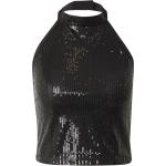 Schwarze Stehkragen Neckholder-Tops mit Pailletten aus Polyester für Damen Größe XL 