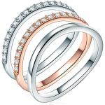Silberne Rafaela Donata Bicolor Ringe aus Silber mit Zirkonia für Damen 3-teilig 