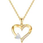 Silberne Herzketten 14 Karat mit Zirkonia für Damen zur Hochzeit 