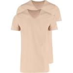 Nudefarbene Unifarbene Kurzärmelige RAGMAN V-Ausschnitt Shirts mit Tasche aus Baumwolle für Herren Größe 3 XL 2-teilig 