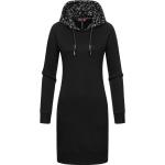 Reduzierte Schwarze Langärmelige RAGWEAR Nachhaltige Rundhals-Ausschnitt Winterkleider mit Kapuze für Damen Größe XS für den für den Winter 