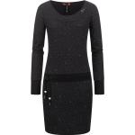 Reduzierte Schwarze Gepunktete Langärmelige RAGWEAR Nachhaltige Rundhals-Ausschnitt Winterkleider für Damen Größe XS für den für den Winter 