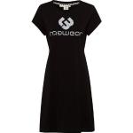 Schwarze Bestickte Casual Kurzärmelige RAGWEAR Bio Nachhaltige Rundhals-Ausschnitt Sommerkleider aus Jersey für Damen Größe XS für den für den Sommer 