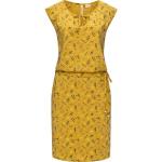 Gelbe Bestickte Kurzärmelige RAGWEAR Bio Nachhaltige Rundhals-Ausschnitt Wickelkleider ohne Verschluss aus Jersey für Damen Größe M für den für den Sommer 