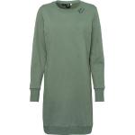 Grüne Unifarbene Langärmelige RAGWEAR Vegane Nachhaltige Rundhals-Ausschnitt Sweatkleider aus Jersey mit Kapuze für Damen Übergrößen 