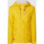 Gelbe Wasserdichte RAGWEAR Nachhaltige Regenjacken mit Reißverschluss aus Polyester mit Kapuze für Damen Größe XS 
