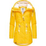 Gelbe Wasserdichte RAGWEAR Nachhaltige Kapuzenmäntel aus Fleece mit Kapuze für Damen Größe XS für den für den Winter 