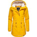 Gelbe Wasserdichte Kapuzenmäntel aus Fleece mit Kapuze für Damen Größe M für den für den Winter 