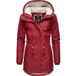 Rote Wasserdichte Winddichte RAGWEAR Nachhaltige Kapuzenmäntel aus Fleece mit Kapuze für Damen Größe XS für den für den Winter 