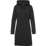 Schwarze Langärmelige Vegane Winterkleider aus Jersey mit Kapuze für Damen Größe XS für den für den Winter 