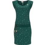 Dunkelgrüne Bestickte Casual Ärmellose RAGWEAR Nachhaltige Rundhals-Ausschnitt Wickelkleider mit Knopf aus Baumwolle für Damen Übergrößen für den für den Sommer 