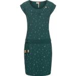 Grüne Bestickte Casual Ärmellose RAGWEAR Nachhaltige Rundhals-Ausschnitt Wickelkleider mit Knopf aus Baumwolle für Damen Größe L 