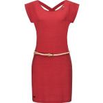 Reduzierte Rote Bestickte Casual Kurzärmelige RAGWEAR Nachhaltige Rundhals-Ausschnitt Sommerkleider mit Knopf für Damen Größe XL 