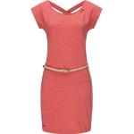 Rote Bestickte Casual Kurzärmelige RAGWEAR Nachhaltige Rundhals-Ausschnitt Sommerkleider mit Knopf für Damen Größe XS für den für den Sommer 