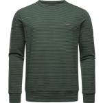 Grüne Gestreifte Streetwear Langärmelige RAGWEAR Vegane Nachhaltige Rundhals-Ausschnitt Herrensweatshirts aus Baumwollmischung Übergrößen 
