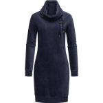 Marineblaue Langärmelige Sweatkleider aus Samt für Damen Größe XL für den für den Winter 