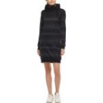 Schwarze Bestickte Langärmelige RAGWEAR Vegane Mini Nachhaltige Sweatkleider aus Baumwolle für Damen Übergrößen 