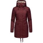 Reduzierte Bordeauxrote Unifarbene Elegante RAGWEAR Nachhaltige Winterjacken mit Kapuze für Damen Größe XS für den für den Herbst 