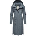 Graue RAGWEAR Maxi Nachhaltige Daunenmäntel lang aus Fleece mit Kapuze für Damen Größe XS für den für den Herbst 