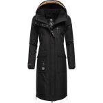 Schwarze RAGWEAR Maxi Nachhaltige Daunenmäntel lang aus Fleece mit Kapuze für Damen Größe XS für den für den Herbst 