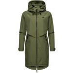 Olivgrüne Wasserdichte Winddichte Maxi Trenchcoats lang aus Jersey mit Kapuze für Damen Größe XXL für den für den Herbst 