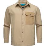 Sandfarbene Langärmelige Kentkragen Hemden mit Kent-Kragen mit Knopf aus Denim maschinenwaschbar für Herren Übergrößen für den für den Herbst 