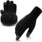Schwarze Gefütterte Handschuhe aus Samt für Herren Größe XL für den für den Winter 