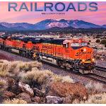 Railroads | 2024 30,5 x 61 cm monatlicher quadratischer Wandkalender | BrownTrout | Zugverkehr