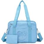 Dunkelblaue Messenger Bags & Kuriertaschen mit Reißverschluss aus Canvas mit Außentaschen für Damen 