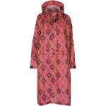 Rote Ikat-Muster Oversize Wasserdichte Stehkragen Regenjacken mit Kapuze für Damen für den für den Herbst 