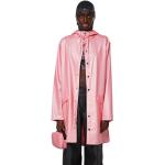 Pinke Unifarbene Wasserdichte RAINS Maxi Gefütterte Regenjacken aus Polyester für Herren Größe L 