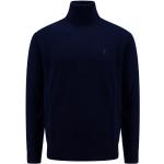 Reduzierte Blaue Langärmelige Ralph Lauren Rollkragen Strickpullover aus Wolle für Herren Größe XL 