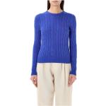 Reduzierte Royalblaue Elegante Langärmelige Ralph Lauren Damensweatshirts mit Pferdemotiv aus Baumwolle Größe S 