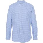 Reduzierte Blaue Casual Langärmelige Ralph Lauren Button Down Kragen Langarm-Poloshirts aus Baumwollmischung für Herren Größe M 