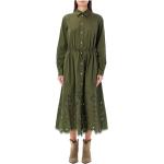 Reduzierte Grüne Bestickte Langärmelige Ralph Lauren Shirtkleider aus Baumwolle für Damen Größe M 